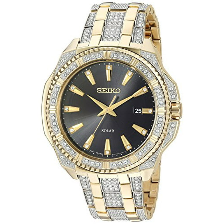 Seiko Men's Gold-Tone Stainless Steel Solar Watch with Seiko Men's Gold-Tone Stainless Steel Solar Watch with