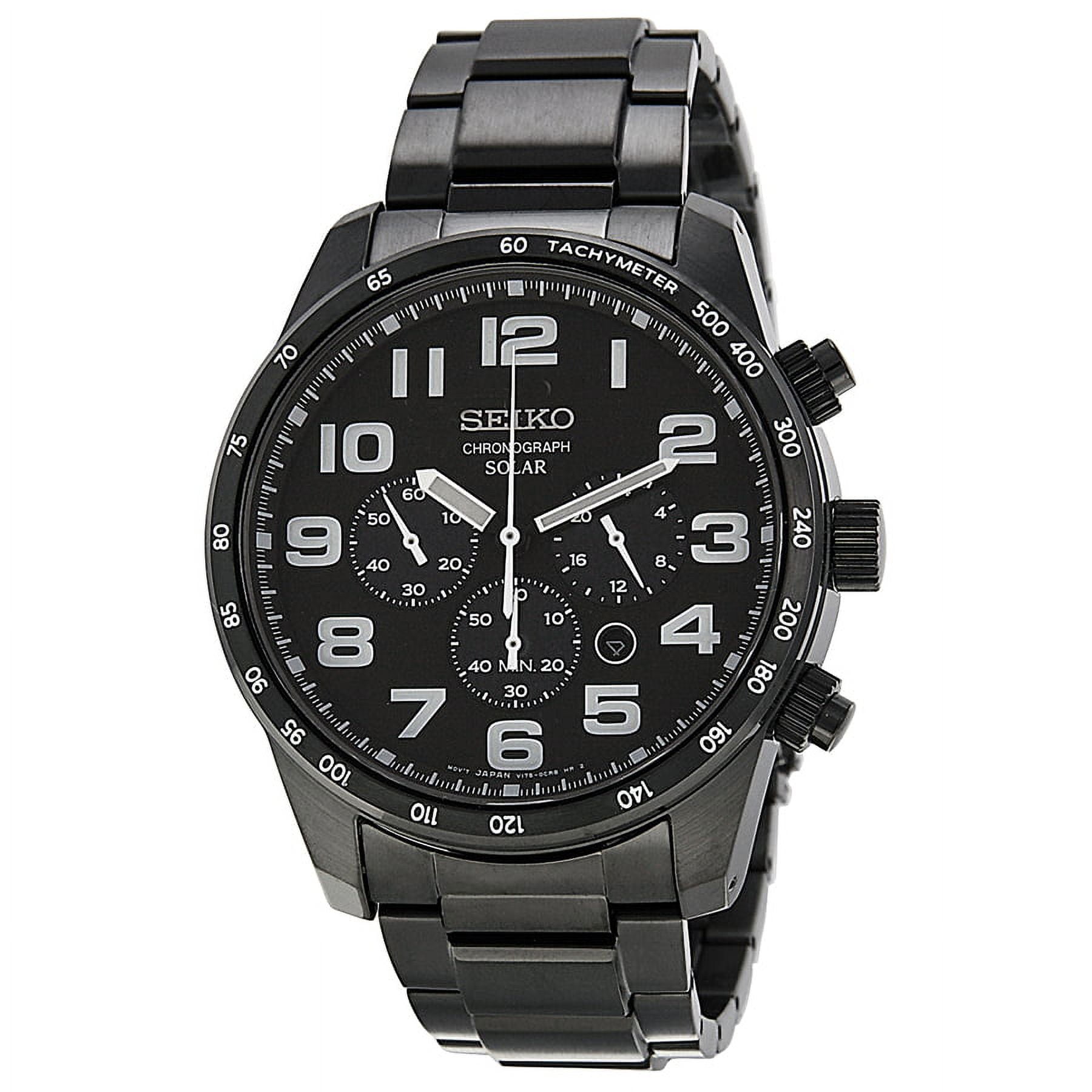 SEIKO クロノグラフ ブラック Seiko Men's Chronograph Black Dial Black Ion-plated Stainless