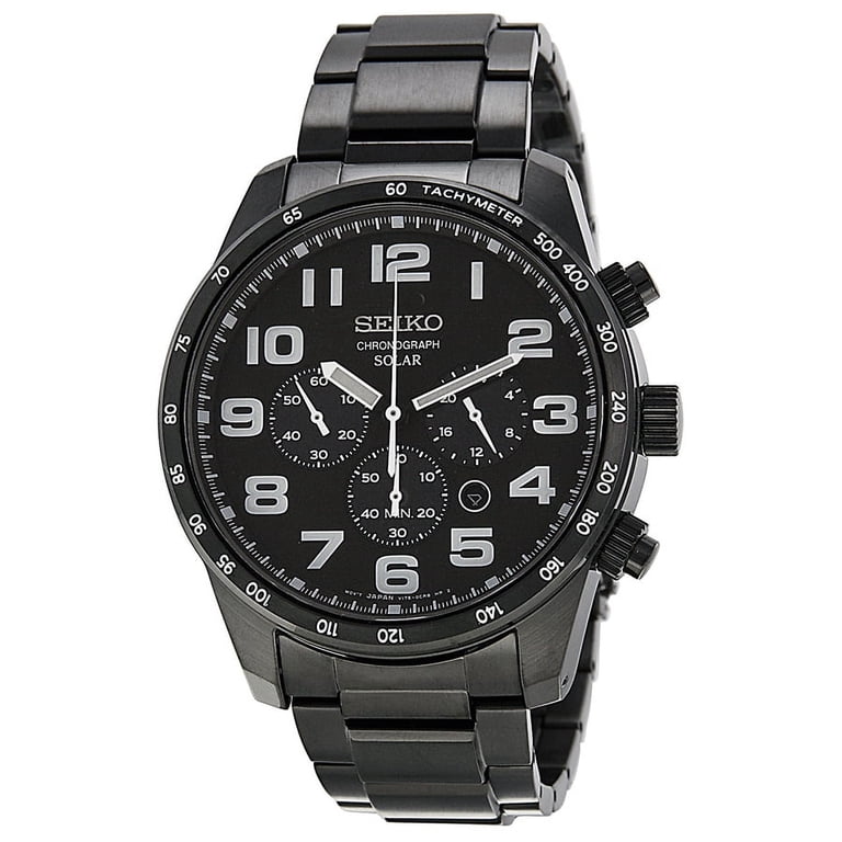 Seiko Men's Chronograph Black Dial Black Ion-plated Stainless