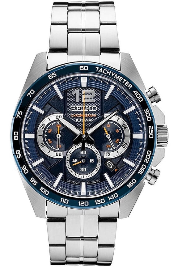 Men's Chronograph Stainless Steel Blue Dial Quartz Watch SSB345
