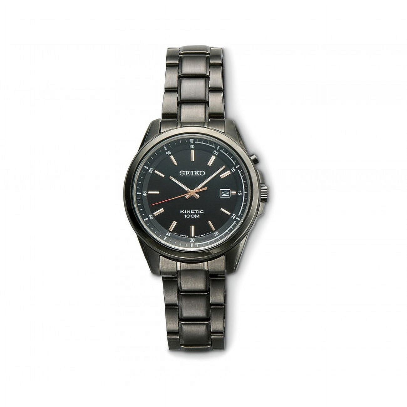 Seiko Men's Kinetic Black IP Steel and Dial - Walmart.com