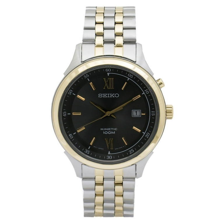 Seiko Men's Kinetic Two-Tone Stainless Steel Gunmetal Dial