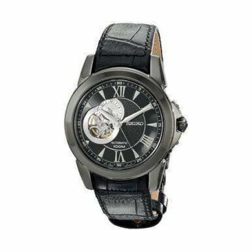 Seiko Men's Premier Automatic Black Dial Black Leather Watch