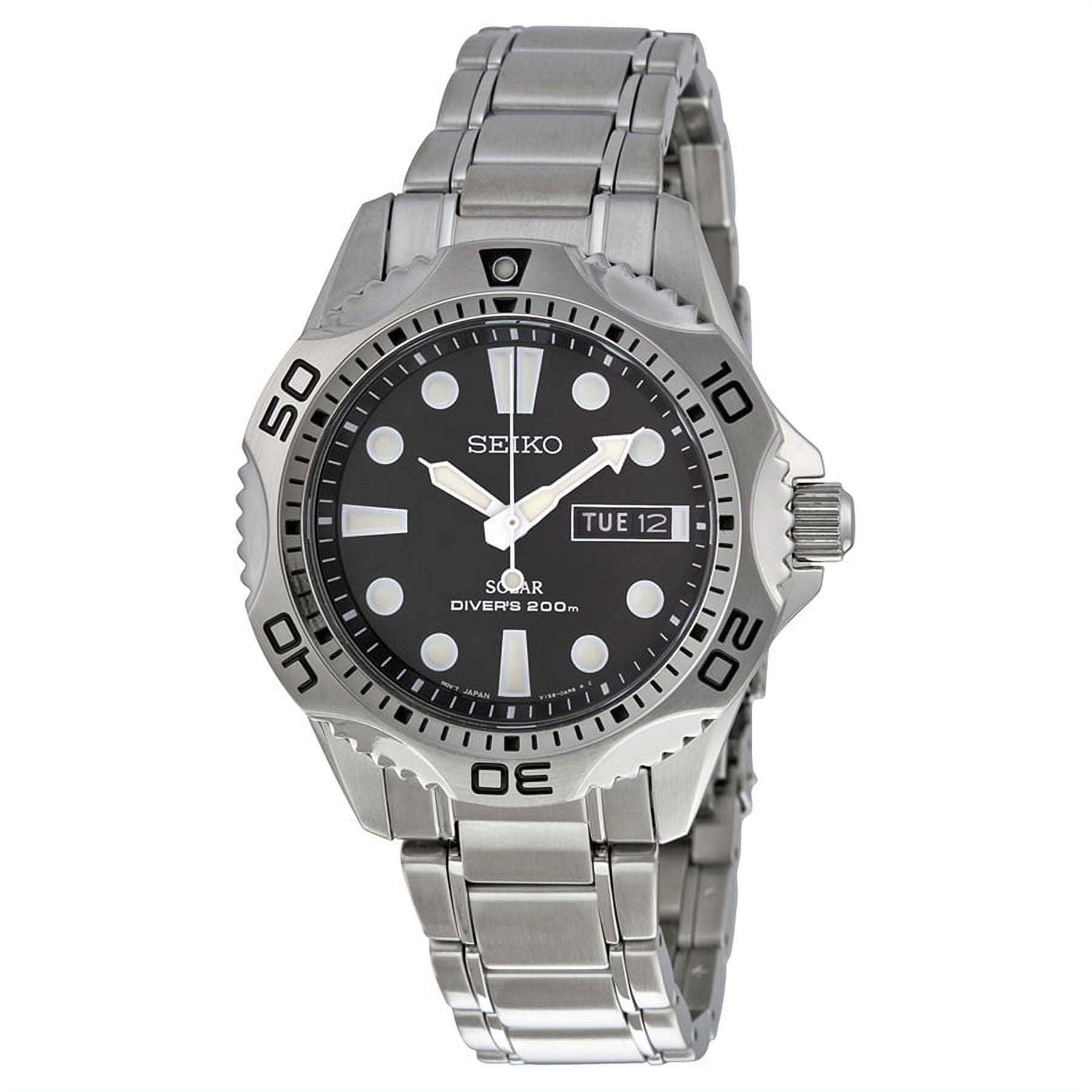 Seiko Men's Prospex Solar Black Dial Stainless Steel Watch SNE107