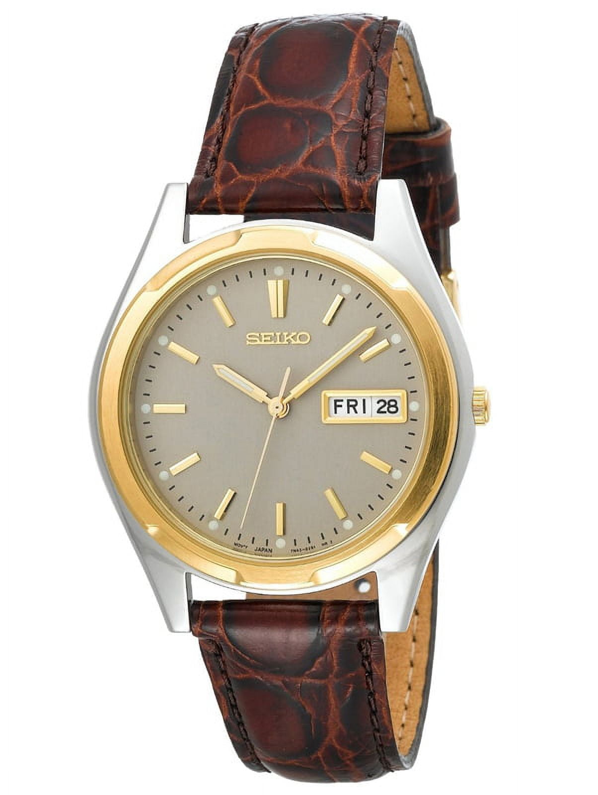 Seiko Men's SGF578 Brown Leather Strap Gray Dial Watch
