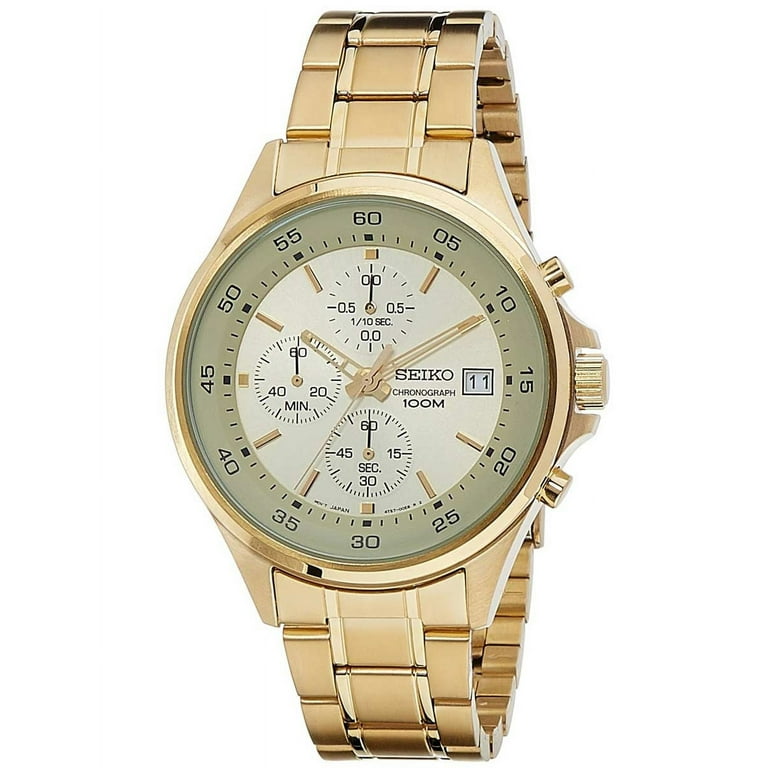Seiko Men's SKS482 Chronograph Gold Tone Dial Yellow Gold