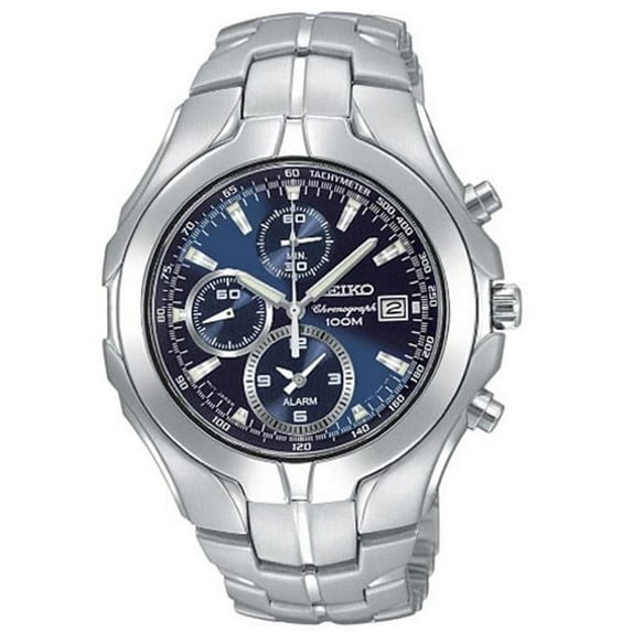 Seiko Men's SNAC93 Quartz Chronographs Stainless Steel Blue Dial Watch