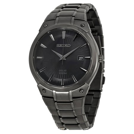Seiko Men's SNE325 Core Solar Black Dial Black IP Steel Bracelet Power Reserve Watch