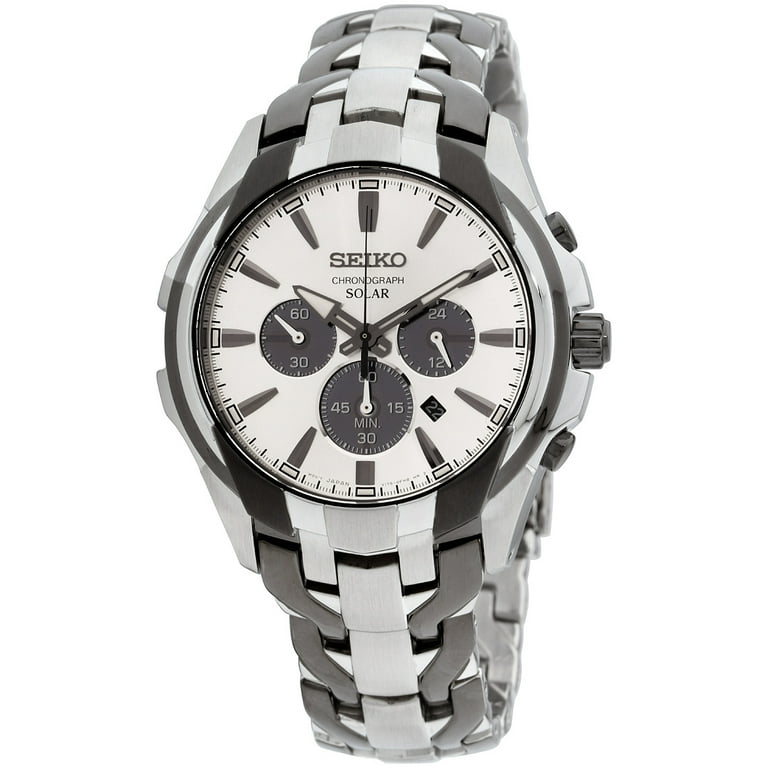 Seiko SSC635 Core Solar Two Tone Stainless Steel Silver Dial Men s Chronograph Watch
