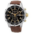 thumbnail image 1 of Seiko Men's SSC309 Core Solar Black Dial Brown Leather Strap Chronograph Alarm Watch, 1 of 1