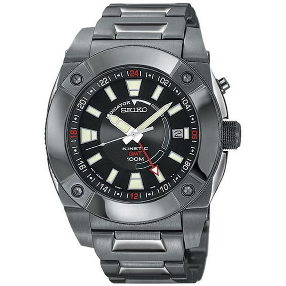 Seiko Men's SUN007 Kinetic GMT Black Ion Watch