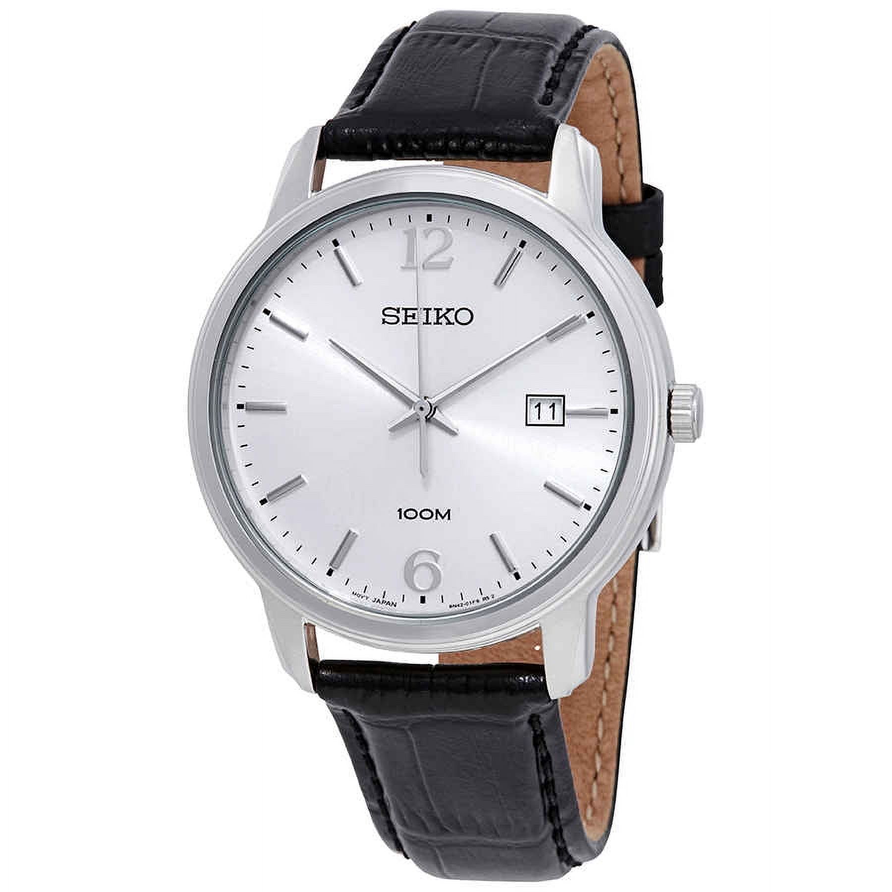 Seiko Men s SUR265 Silver Calf Skin Japanese Quartz Dress Watch