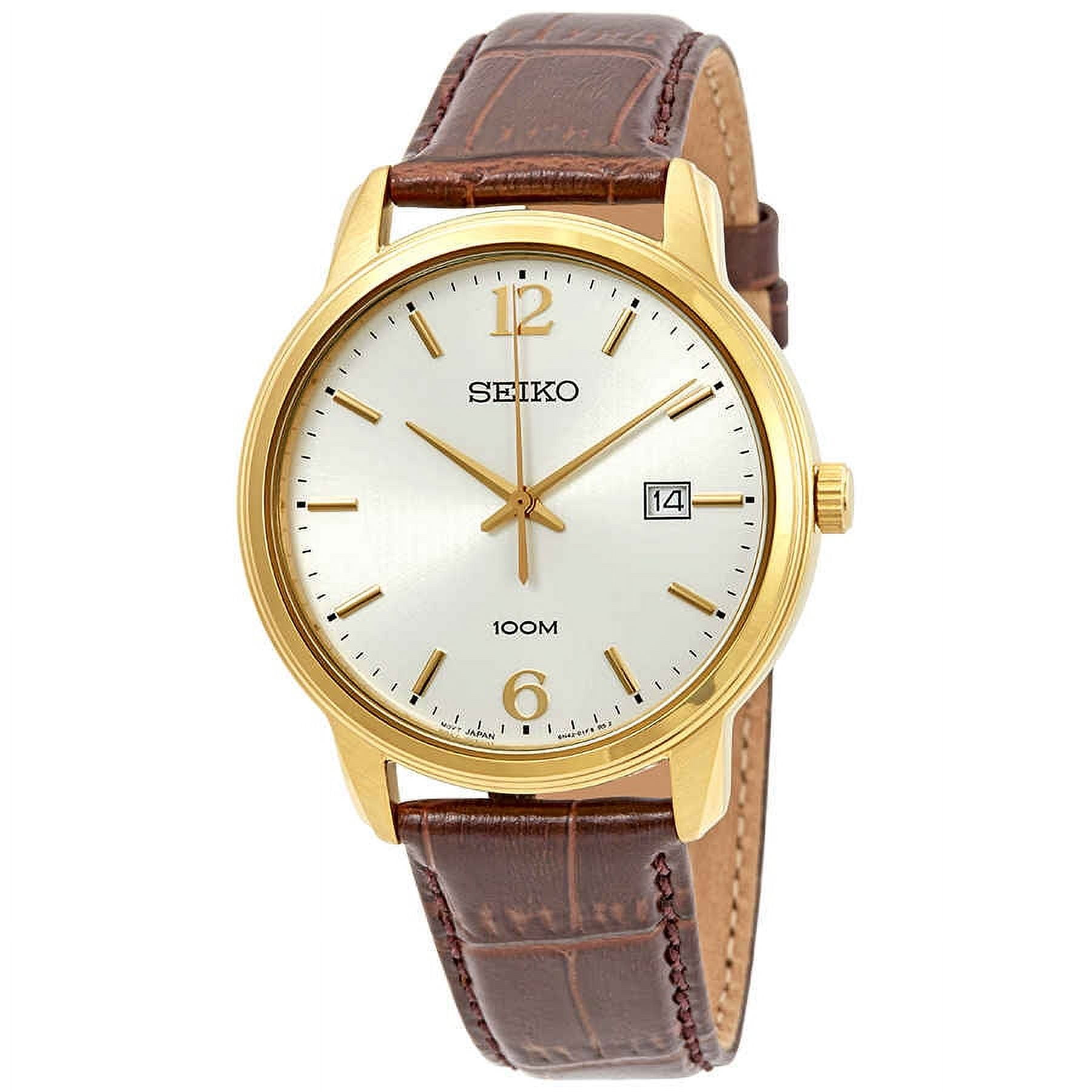 Seiko Men s SUR266 Gold Calf Skin Japanese Quartz Dress Watch