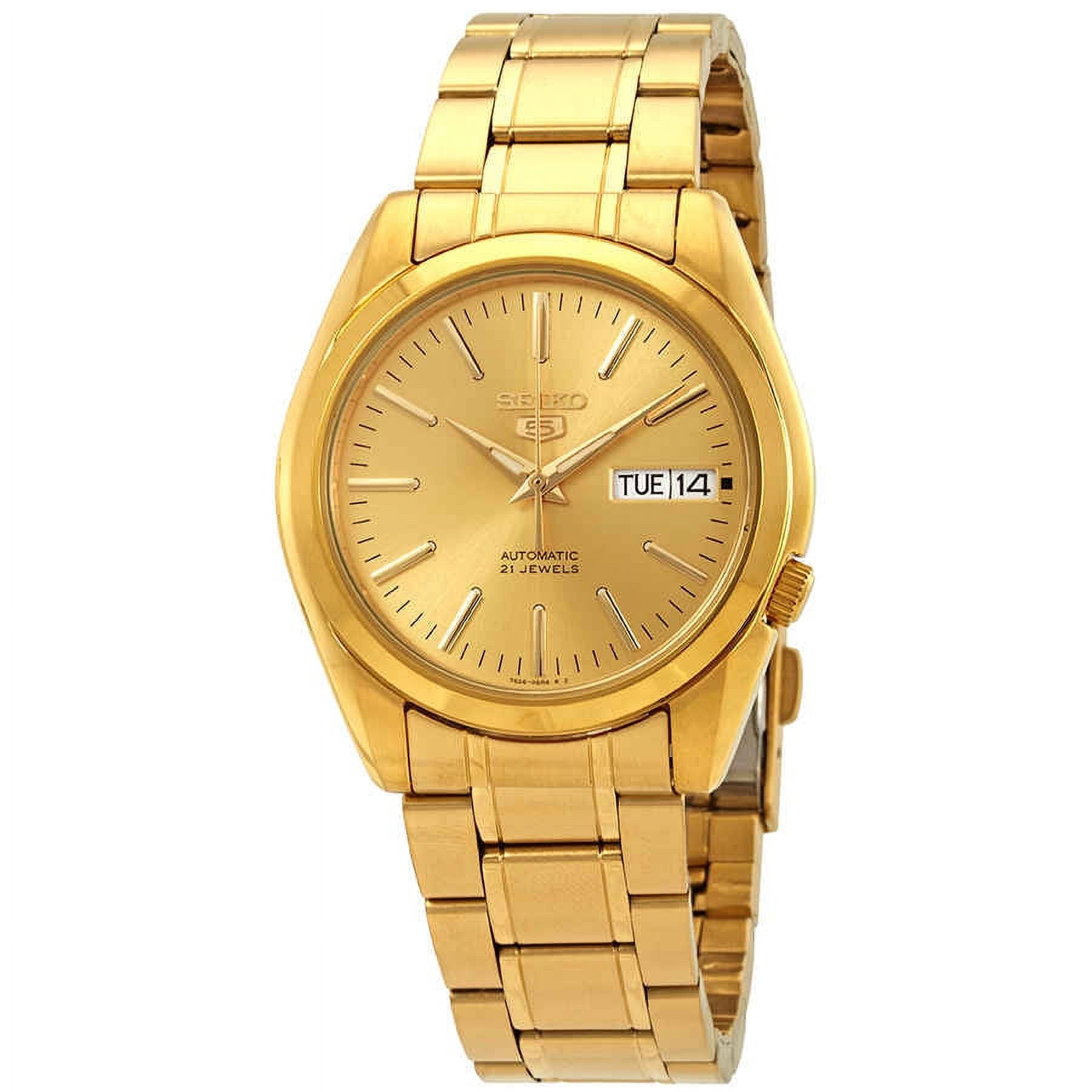 Seiko Men s Series 5 Automatic Gold Dial Watch SNKL48 Walmart