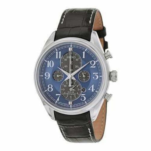 Seiko Men's Solar Chronograph Blue Dial Stainless Steel Watch