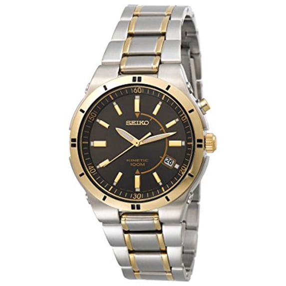 Seiko Men's Stainless Steel Date Display Black Dial Watch SKA348