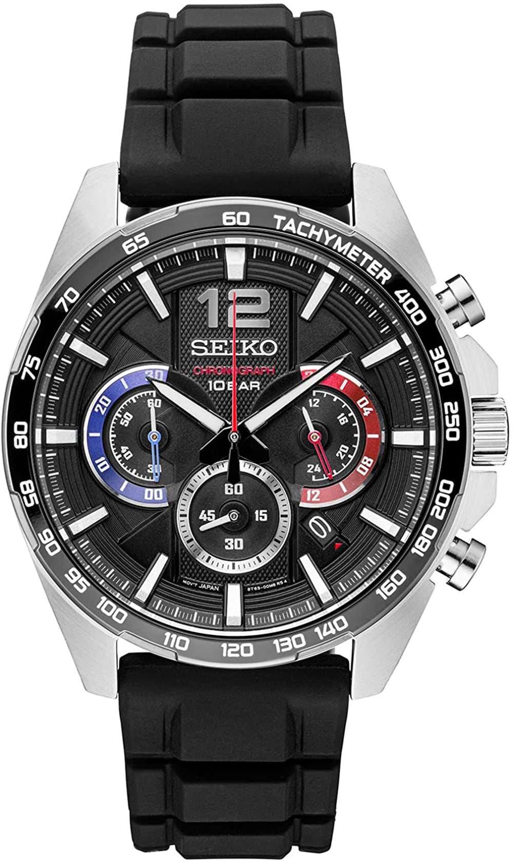 Seiko men's black ion finish solar calendar dress watch top