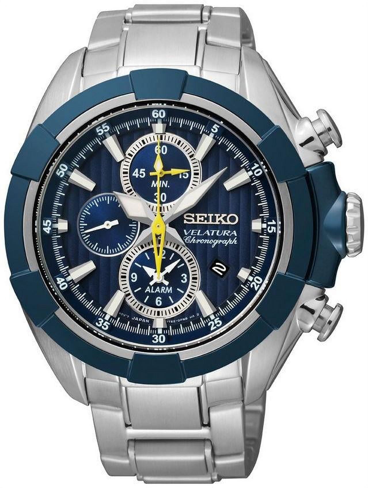 Seiko Men s Velatura Alarm Chronograph Watch SNAF41 Walmart