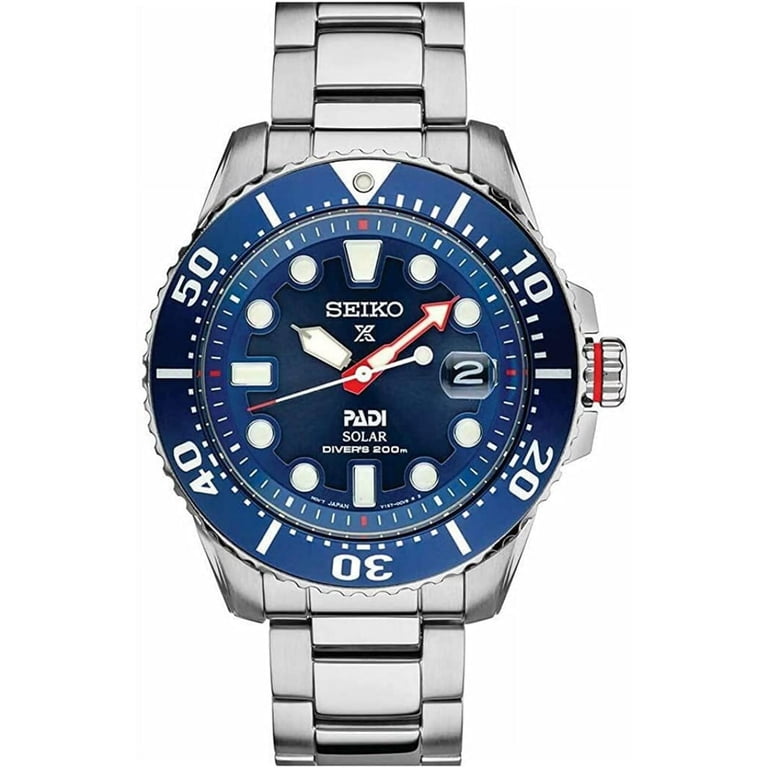 Seiko Mens Padi Solar Prospex Divers Stainless Steel Watch with
