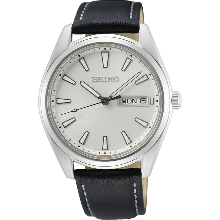 Seiko Men's Essential Quartz Analog Black Leather Strap Watch