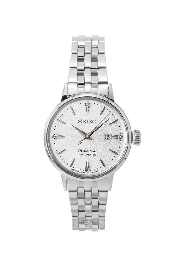 Presage Cocktail Diamond Accents Stainless Steel Silver Dial Automatic SRE017J1 Women's Watch