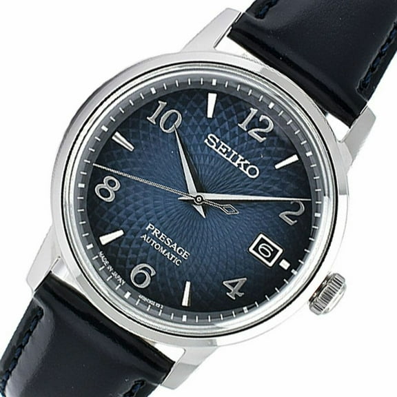 Seiko Presage Cocktail Time Blue Dial Leather Strap Men's Watch SRPE43