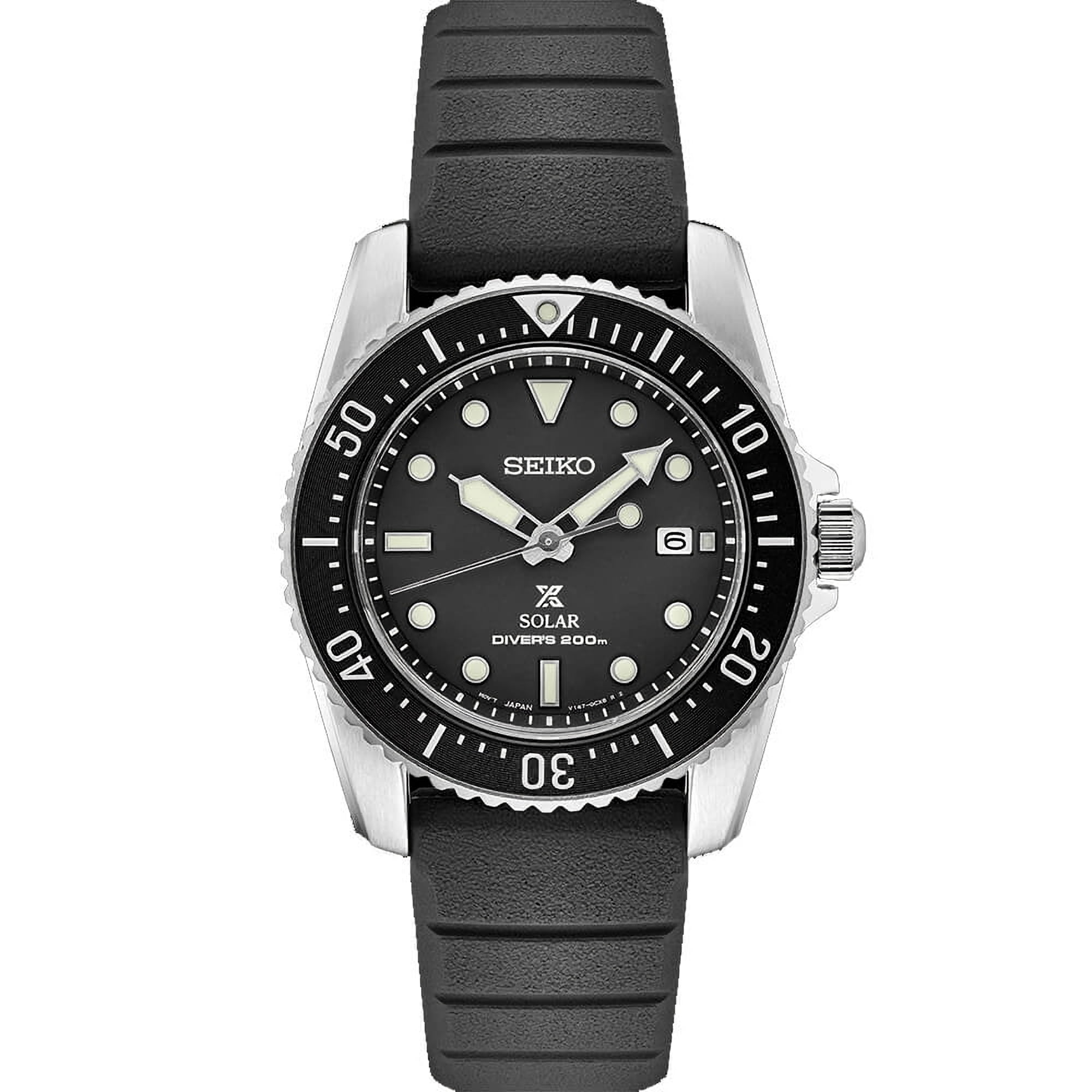 Seiko Prospex SNE573 Solar Diver's Mens Watch with Black Silicon