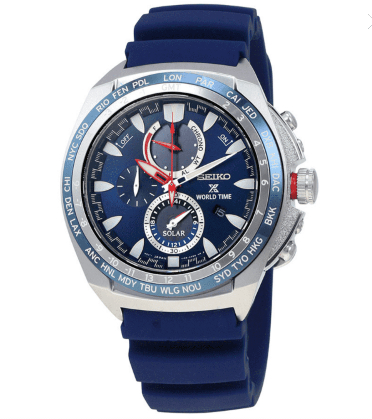 Seiko Prospex SSC489 World Time Chrono Blue Rubber 44.5mm Solar Men s Watch Walmart