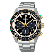 Seiko Prospex Speedtimer Solar Chronograph Black Dial Gold Accents SSC941