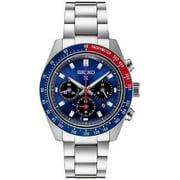 SEIKO Mens Blue Dial Silver-Tone Stainless Steel Band Chronograph Quartz Watch