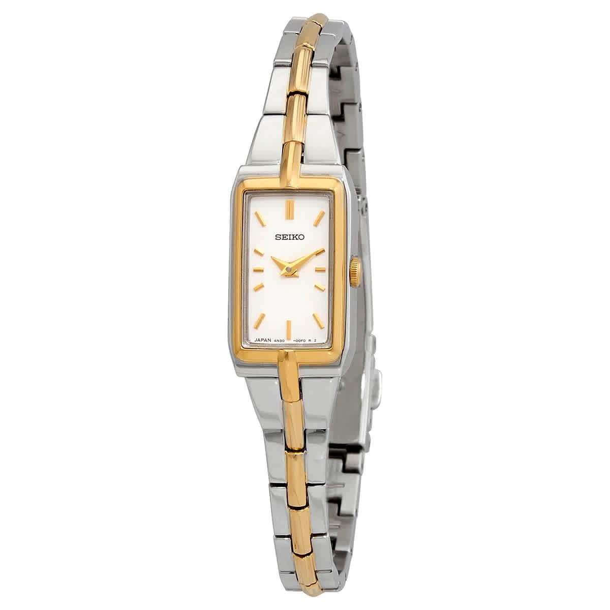 Seiko Ladies Watch Unique Two-Tone Bracelet White Rectangular Dial Seiko – Essentials Collection Two-Tone Rectangle Quartz 22.2  main image 2