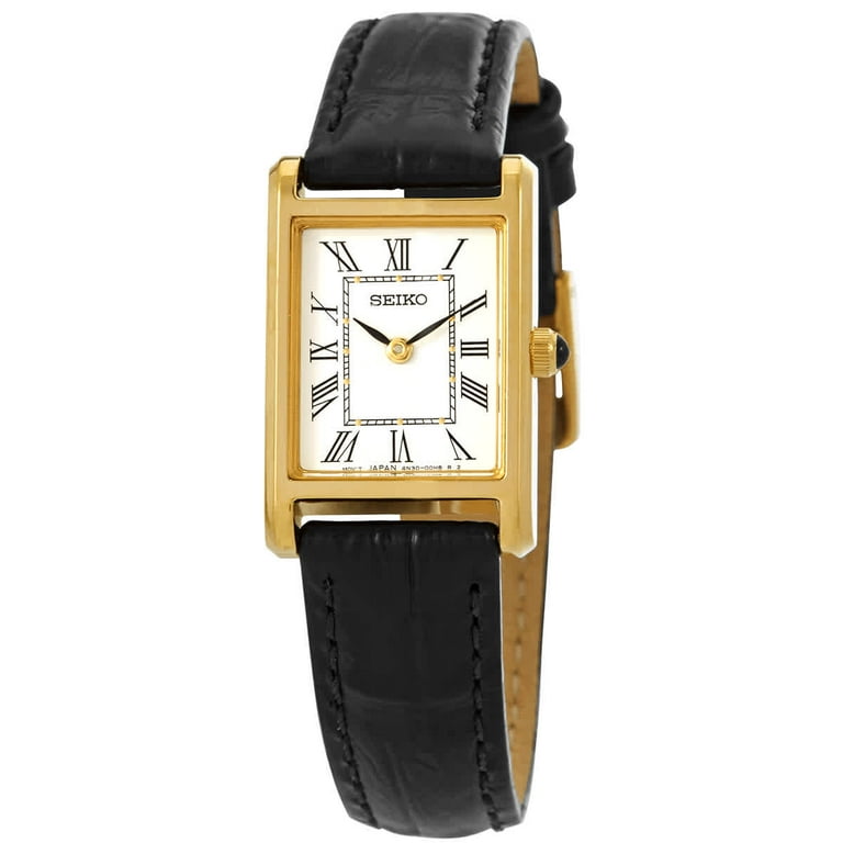 Seiko black leather clearance watch