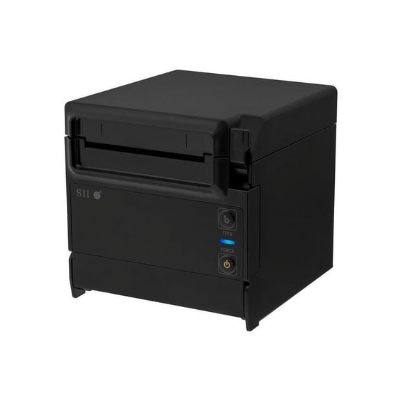 Seiko RP-F10 Black Desktop Direct Thermal Receipt / POS USB High Speed Printer With Cutter - Compact Cube Design POS / Receipt Printer with Front or Top design perfect for any Retail / Hospitality ...