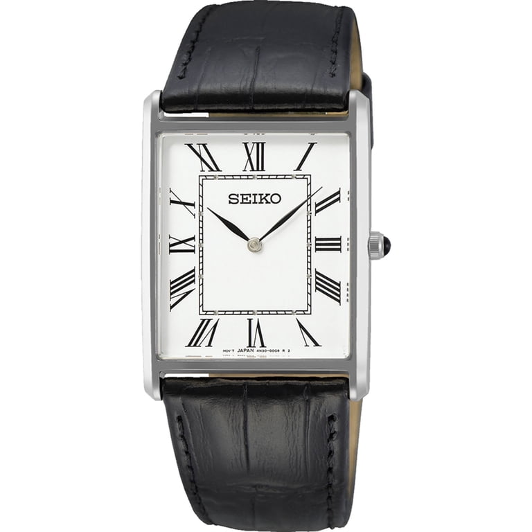 SEIKO クオーツ SWR049 Seiko SWR049P1 Men's Essentials Black Leather Strap Quartz Watch