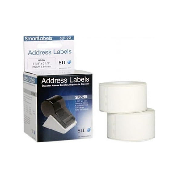 Seiko Self-Adhesive Address Labels, 1-1/8 x 3-1/2, White, 260/Box