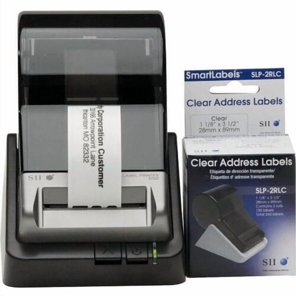 Seiko Self-adhesive Address Labels, 3 1/2" Width x 1 1/10" Length, Rectangle, Clear (SLP-2RLC) | 2 Boxes (4 Total)