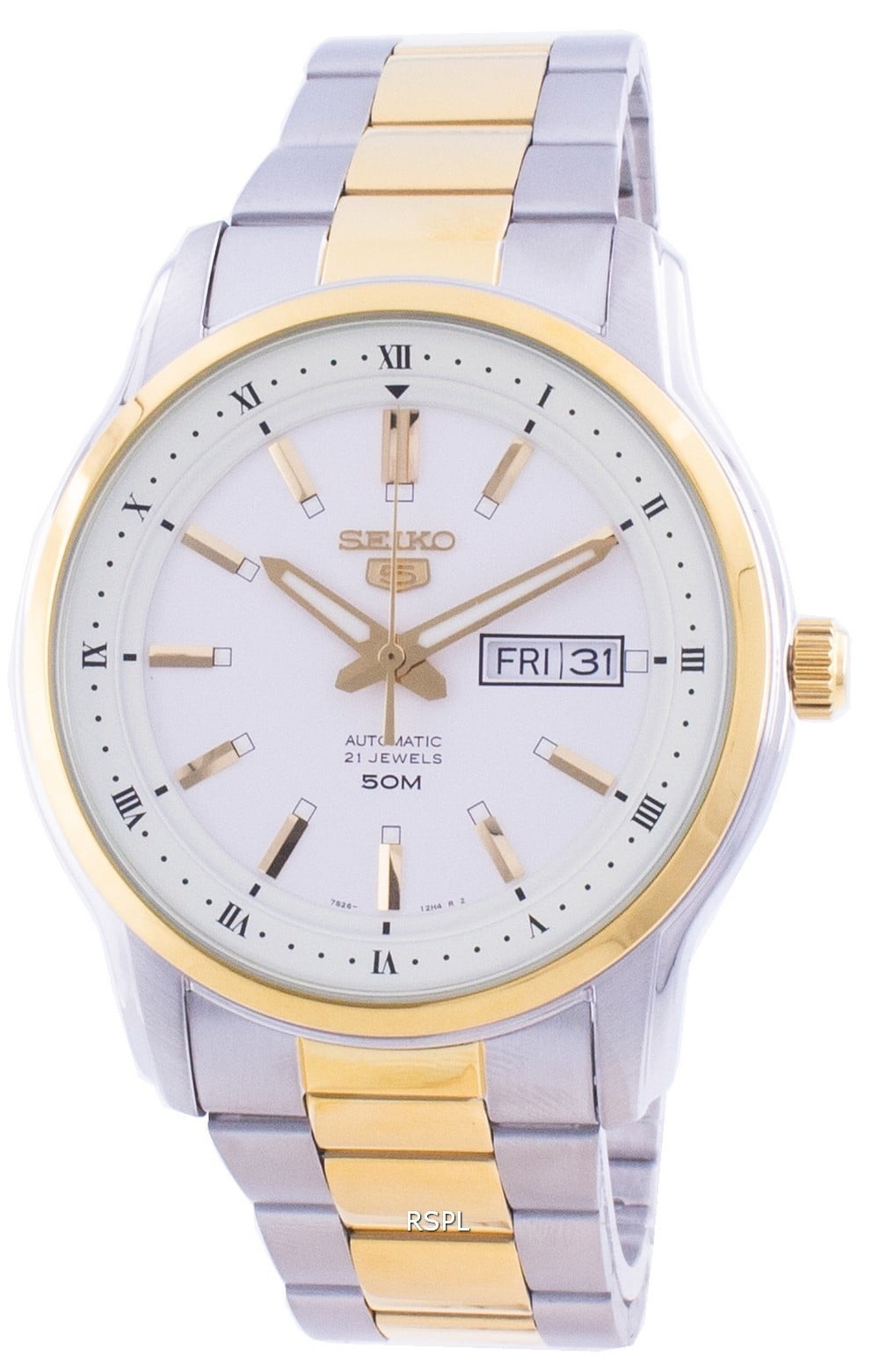 NWT Seiko Series 5 Automatic White Dial Two-tone Men\'s Watch Seiko Series 5 Automatic White Dial Two-tone Men main image 4