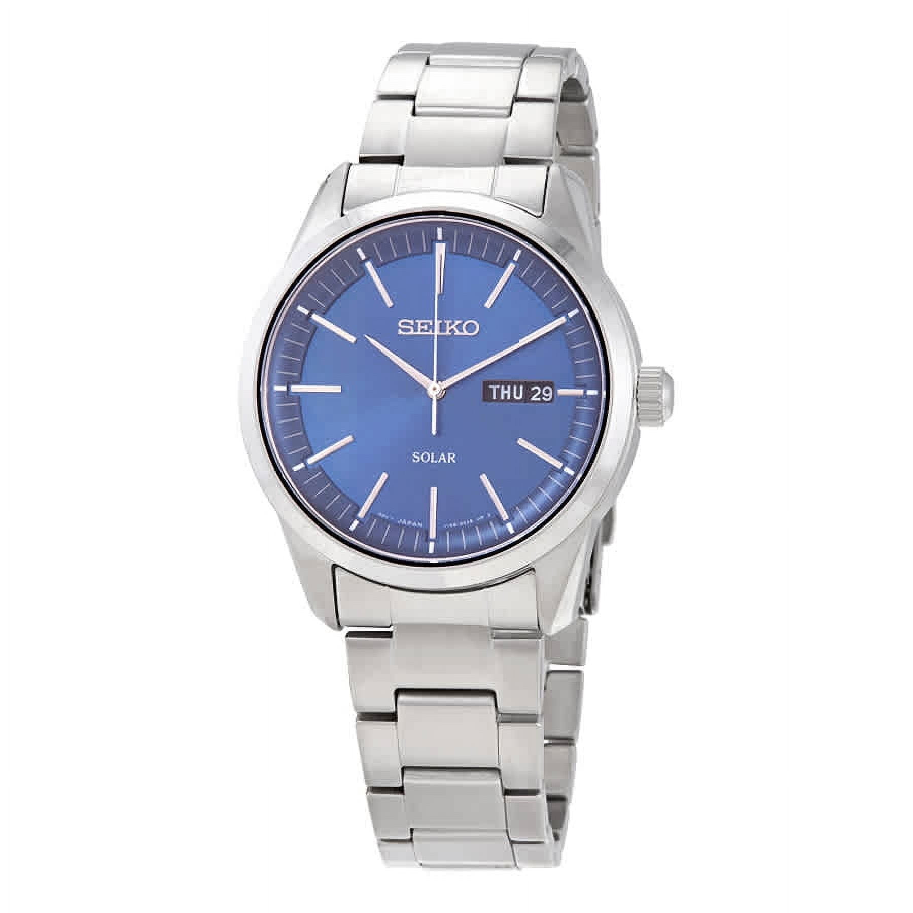 Seiko Solar Blue Dial Stainless Steel Men's Watch SNE525P1 - Walmart.com