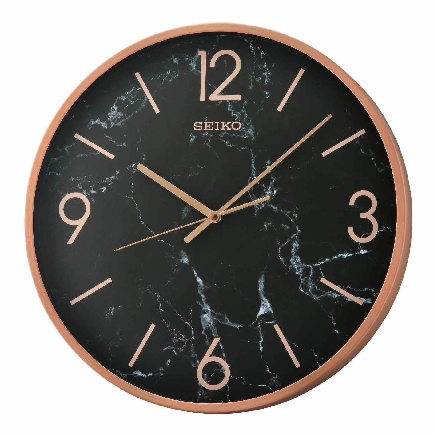 Seiko Stylish, Round, Noir Marble-Look Quartz Wall Clock Seiko Stylish, Round, Noir Marble-Look Quartz Wall Clock