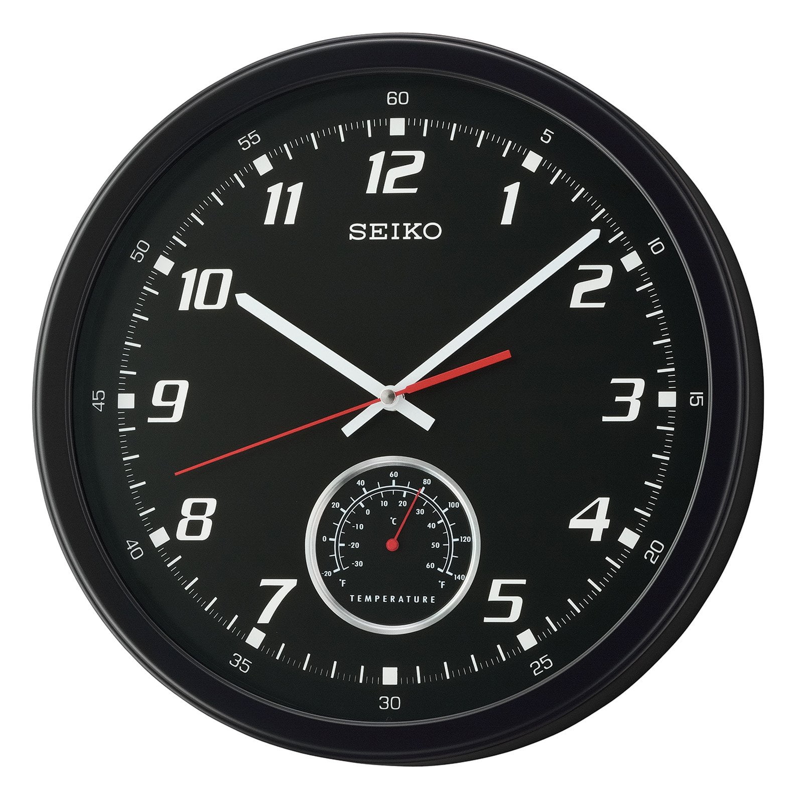 Seiko When Time & Temp Matter Wall Clock, Analog, Quartz