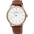 thumbnail image 1 of Seiko Women's 35mm Brown Leather Band Steel Case Hardlex Crystal Quartz White Dial Analog Watch SUR238, 1 of 2