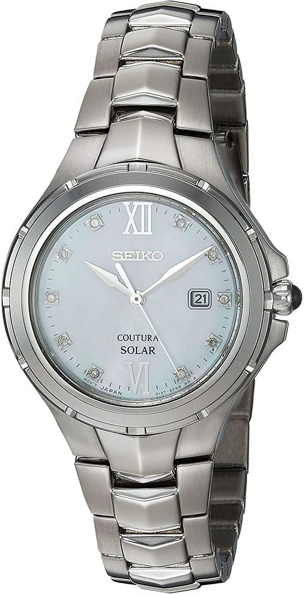 Seiko Women's Coutura SUT307 Stainless Steel and Diamond Solar Watch with 100M Water Resistance
