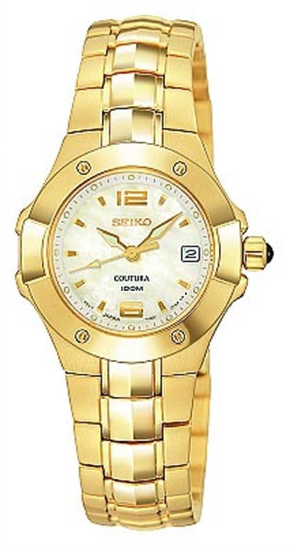 Seiko Coutura Womens Watch 29mm MOP MOP Gold Tone Date 100M New Battery 7\