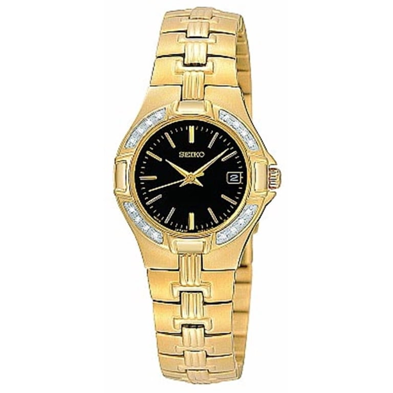 Seiko Women's Diamond Stainless Steel Case and Bracelet Black Dial