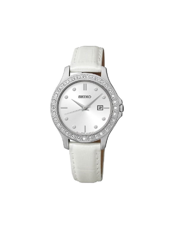 Women's Leather Brushed Silver-Tone Dial Watch #SXDF93