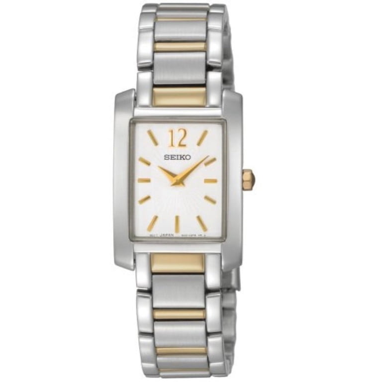 Seiko Unisex Watch With White Square Dial And Stainless Steel Seiko Unisex Mixed Metal Watch, Rectangular White Dial  main image 4