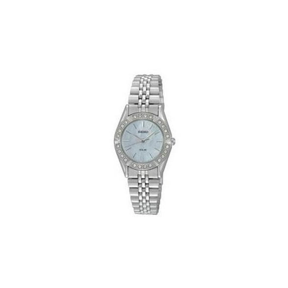 Seiko Women's SUP093 Stainless Steel Solar Quartz Mother of Pearl Dial Swarovski Crystals