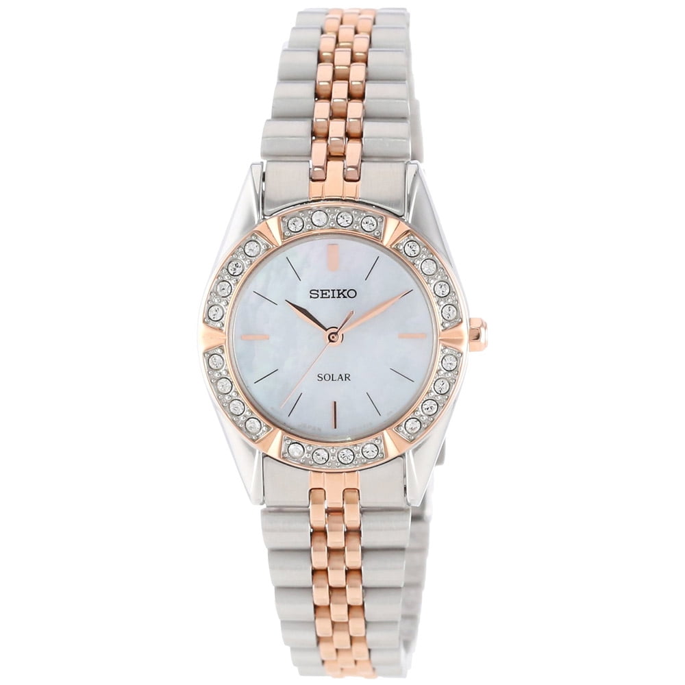 SEIKO ESSENTIALS セイコー LADIES Seiko solar MOP Dial Watch Seiko Women's SUP112 Conceptual Solar MOP Dial Two Tone