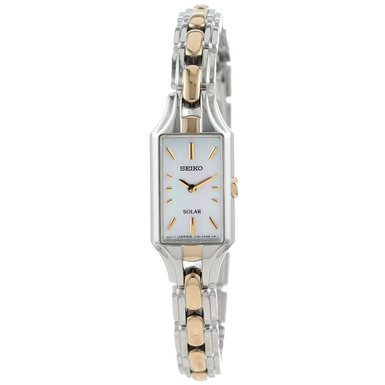 Two tone MOP dial Solar Seiko Solar 8 Diamonds Two Tone White MOP Dial Womens Dress  main image 4