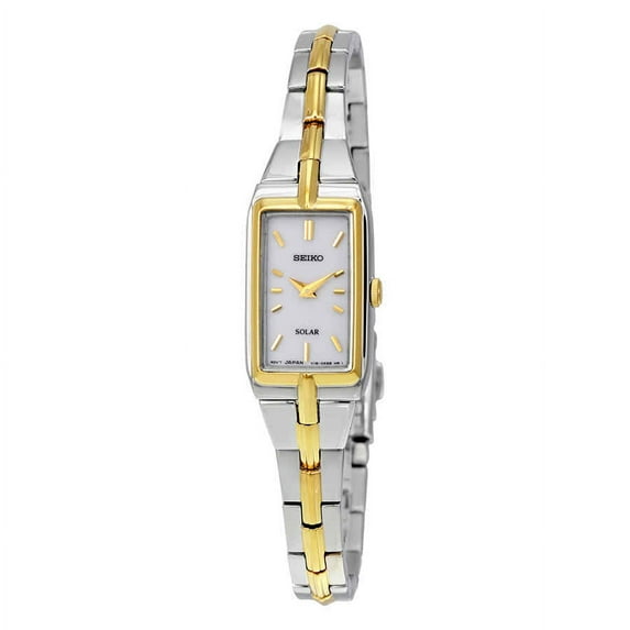 Seiko Women's SUP272 Solar Core White Dial Two Tone Yellow Gold Steel Quartz Watch